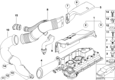 Tłumik szmerów ssania/wkład filtra (13_0895) dla BMW 5' E39 520d Tou ECE