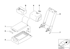 Fotel tylny, podłokietnik środkowy (52_0692) dla BMW 7' E38 750i Lim ECE