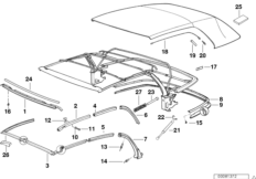Dach składany, elementy dod. (54_0181) dla BMW 3' E36 328i Cab USA