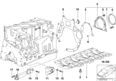 Skrzynia korbowa cylind./Elementy dod. (11_7496) dla BMW 5' E39 520d Lim ECE