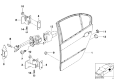 Tylne drzwi - zawias/hamulec drzwi (41_1102) dla BMW 3' E46 325i Lim USA