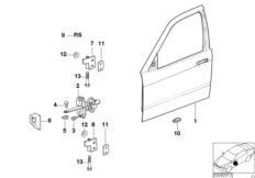 Drzwi przednie, zawias/hamulec (41_0811) dla BMW 3' E36 318ti Com ECE