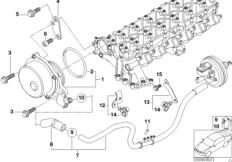 Pompa próżniowa z prowadzeniem przewodu (11_7625) dla BMW 5' E39 525d Tou ECE