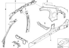 Szkielet boczny, elementy pojed. (41_1095) dla BMW 3' E46 325i Lim USA