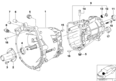 S5D...Z housing + mounting parts,4-wheel (23_0891) dla BMW 3' E46 325xi Lim ECE