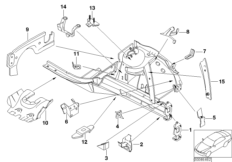 Konstrukcja przednia, uchwyt lewy (41_1406) dla BMW 7' E65 760i Lim ECE