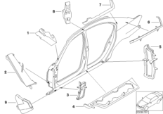 Przegrody profili pustych ramy bocznej (41_1411) dla BMW 7' E65 730d Lim ECE