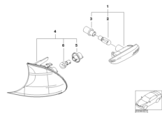 Lampa kierunkowskazu przednia/boczna (63_0675) dla BMW 3' E46 320td Com ECE