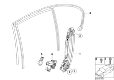 Mechanizm szyby drzwi tylnych (51_4460) dla BMW 7' E65 745i Lim ECE
