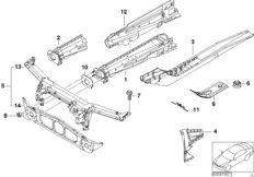 Konstrukcja przednia, poj. części (41_1097) dla BMW 3' E46 318i Lim ECE