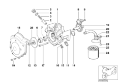 Pompa wody/oleju-filtr oleju (11_1803) dla BMW K 75 RT (0565,0573) ECE