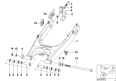 Wahacz tylnego koła (33_1045) dla BMW F 650 GS Dakar 00 (0173,0183) ECE