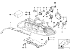 Poj. części reflektora ksenonowego (63_0642) dla BMW 5' E39 528i Lim ECE