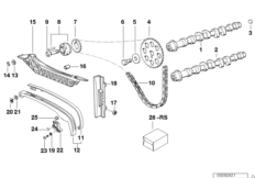 Sterowanie zaworów-wałek rozrządu/Łańc. (11_1886) dla BMW K 1200 LT 99 (0545,0555) USA