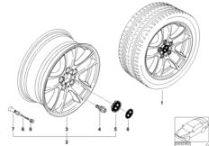 BMW light alloy wheel,spider spoke 99 (36_0608) dla BMW X5 E53 X5 4.8is SAV ECE
