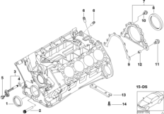 Skrzynia korbowa cylind./Elementy dod. (11_2702) dla BMW 7' E65 740d Lim ECE