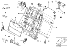 Fotel przedni-rama. oparcia/ściana tyl. (52_2624) dla BMW X5 E53 X5 4.6is SAV ECE