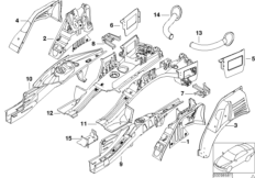 Wnęka koła tylna/elementy podłogi (41_1295) dla BMW X5 E53 X5 4.6is SAV USA