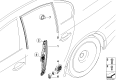 Mechanizm szyby drzwi tylnych (51_4905) dla BMW 5' E60 550i Lim ECE