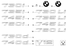 Emblematy / Ciągi napisów (51_4556) dla BMW 7' E66 760Li Lim ECE