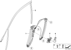 Mechanizm szyby drzwi przednich (51_4459) dla BMW 7' E66 730Li Lim ECE