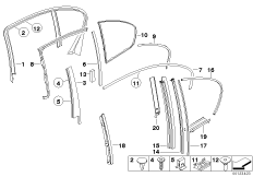 Osłony i uszczelki drzwi tylnych (51_4566) dla BMW 7' E65 735i Lim ECE