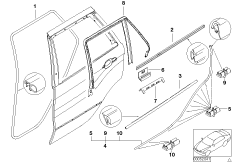 Osłony i uszczelki drzwi tylnych (51_7772) dla BMW X5 E53 X5 4.8is SAV USA