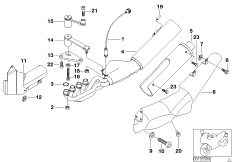 Części układu wydechowego z mocowaniem (18_0314) dla BMW K 1200 LT 99 (0545,0555) ECE