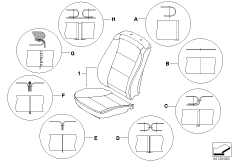 Rodzaje szwów w fotelach (52_3030) dla BMW 5' E61 LCI 520d Tou ECE