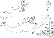Hydr. układ kier./przewody oleju (32_1413) dla BMW 7' E66 730Li Lim THA