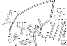 Mechanizm szyby drzwi przednich (51_2055) dla BMW 3' E36 325tds Lim ECE