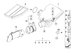 Tłumik szmerów ssania/wkład filtra (13_1032) dla BMW 5' E60 545i Lim USA