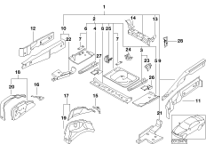 Dno bagażnika, elementy dodatkowe (41_1377) dla MINI R53 Cooper S 3-drzwiowy USA