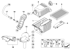 Tłumik szmerów ssania/wkład filtra (13_0979) dla MINI Cabrio R52 Cooper S Cabrio USA