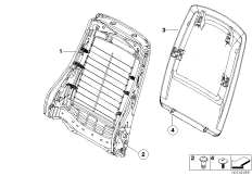 Fotel przedni-rama. oparcia/ściana tyl. (52_3187) dla BMW 3' E90 316i Lim ECE