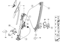 Mechanizm szyby drzwi przednich (51_4859) dla BMW Z4 E85 Z4 3.0i Roa USA