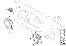 Elem. poj. głośnika Harman Kardon (65_1461) dla MINI Cabrio R52 Cooper Cabrio USA