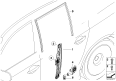 Mechanizm szyby drzwi tylnych (51_5406) dla BMW 5' E61 550i Tou ECE