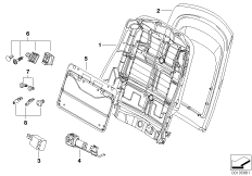 Fotel przedni-rama. oparcia/ściana tyl. (52_2804) dla BMW 3' E46 325ti Com ECE