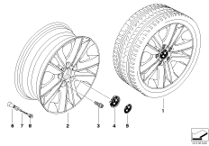 BMW light alloy wheel, V-spoke 141 (36_0802) dla BMW 1' E81 120i 3-d ECE
