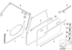 Osłony i uszczelki drzwi przednich (51_7755) dla MINI Cabrio R52 One Cabrio ECE