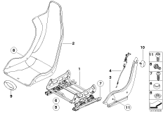 Fotel sportowy Recaro-szyna fotela (52_3027) dla BMW 3' E46 M3 CSL Cou ECE
