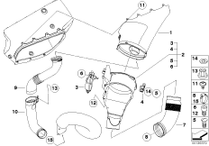 Prowadzenie powietrza instalacji ssącej (11_3518) dla BMW 3' E46 M3 CSL Cou ECE
