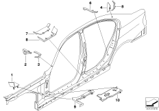 Przegrody profili pustych ramy bocznej (41_1637) dla BMW 3' E90 LCI 316i Lim ECE