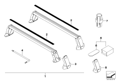 Poprzeczki dachowe bagażnika (03_3140) dla MINI R53 Cooper S 3-drzwiowy USA