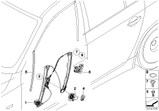 Mechanizm szyby drzwi przednich (51_4904) dla BMW 5' E60 530i Lim ECE