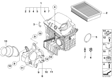 Tłumik szmerów ssania/wkład filtra (13_1004) dla BMW 7' E65 760i Lim USA