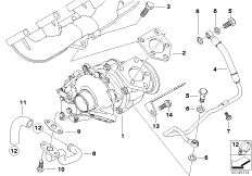 Turbosprężarka ze smarowaniem (11_3414) dla BMW 7' E65 745d Lim ECE