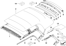 Dach składany, elementy dod. (54_0342) dla MINI Cabrio R52 Cooper Cabrio USA