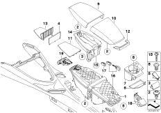 Konsola środkowa/wspornik i obudowy (51_5227) dla BMW 6' E64 650i Cab USA